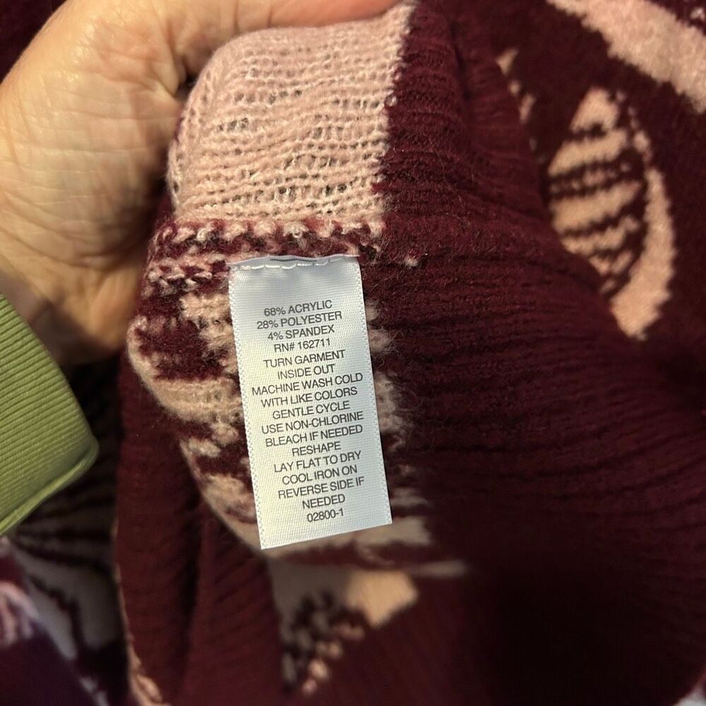 Liz Claiborne pink and maroon Floral Sweater Pull Over Women's Plus Size 2X NWT - Picture 9 of 11